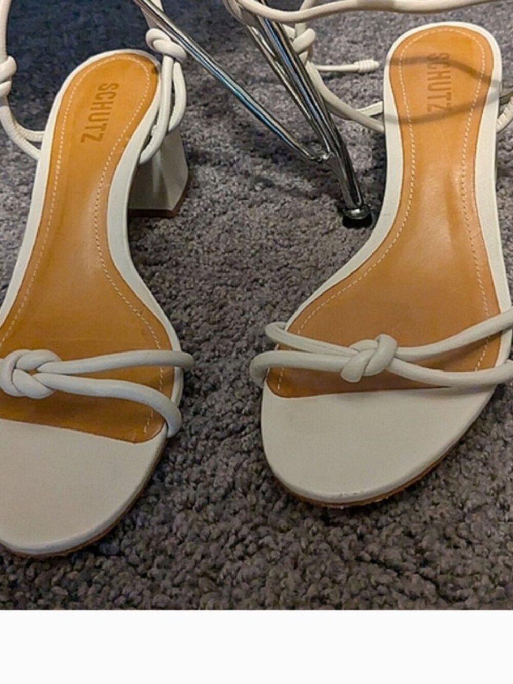 Schutz White Ariel Lace-Up Block Heel Sandals Size 8.5